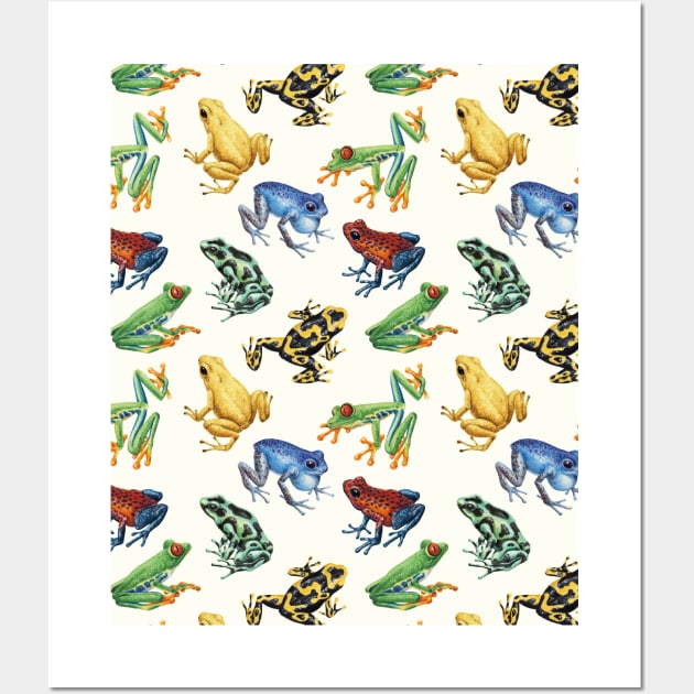 Frogs on natural white Wall Art by katerinamk